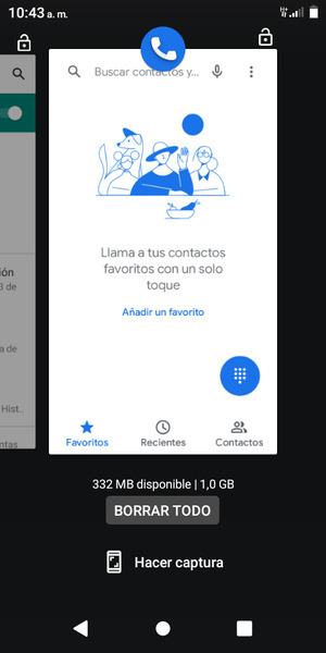 Seleccione BORRAR TODO para cerrar todas las aplicaciones en ejecución