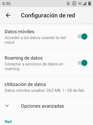 Activar o desactivar Roaming de datos