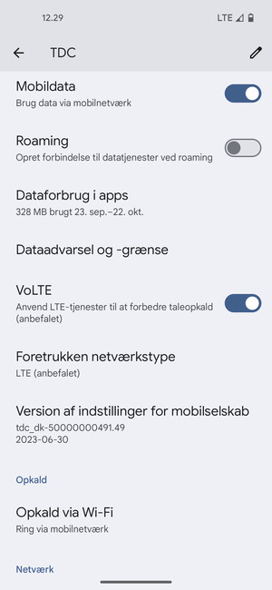 Scroll til og vælg Foretrukken netværkstype