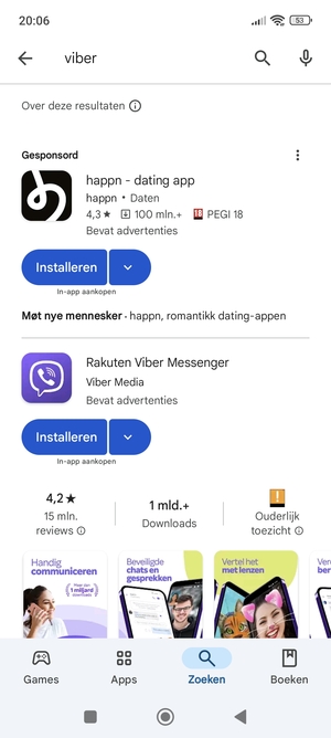 Selecteer de app