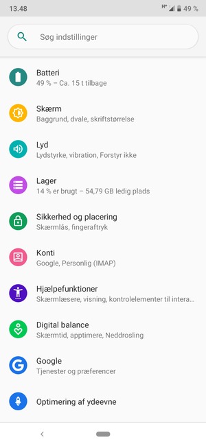 Scroll til og vælg Konti