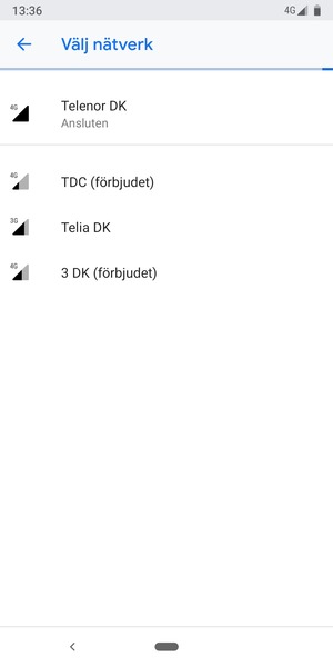 Välj en nätverksoperatör från listan