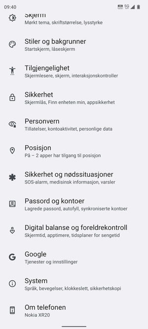 Bla til og velg System