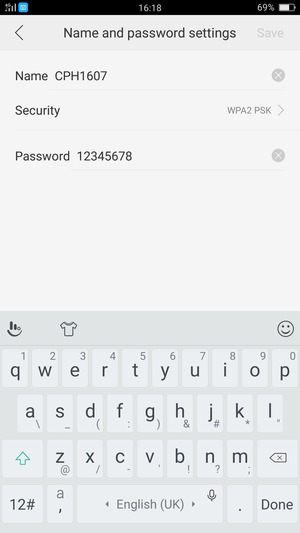 Enter a Wi-Fi hotspot password of at least 8 characters and select Save