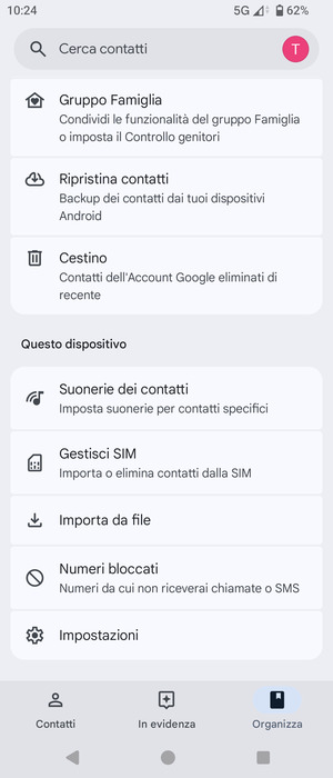 Scorri e seleziona Gestisci SIM