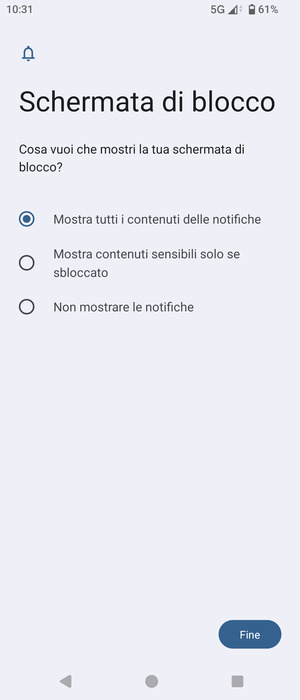 Seleziona la tua opzione preferita e poi Fine