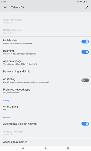 Turn Roaming on or off