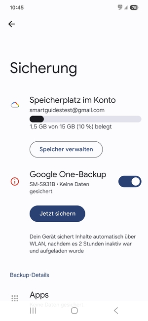 Wählen Sie Speicherplatz im Konto