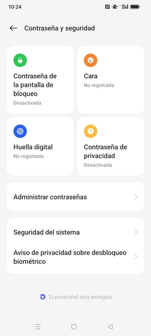 Para activar su bloqueo de pantalla, vaya al menú Contraseña y seguridad y seleccione Contraseña de la pantella de bloqueo