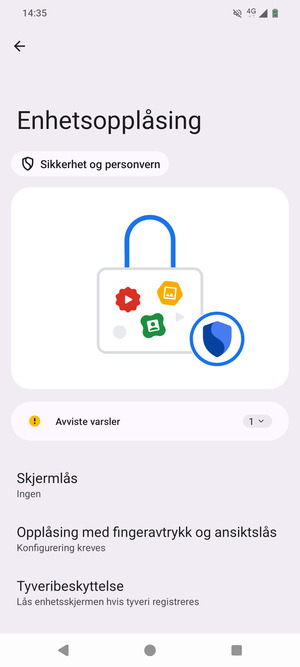 Velg Skjermlås