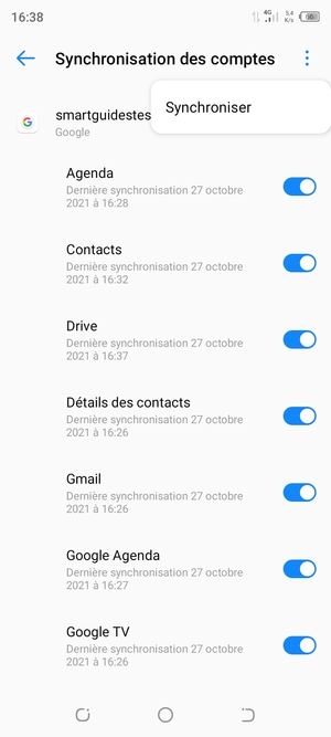 Sélectionnez Synchroniser