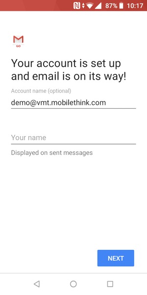 Give your account a name and enter your name. Select NEXT