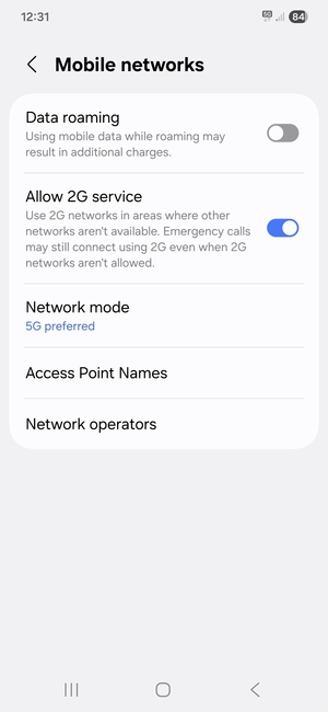 To change network if network problems occur, select Network operators