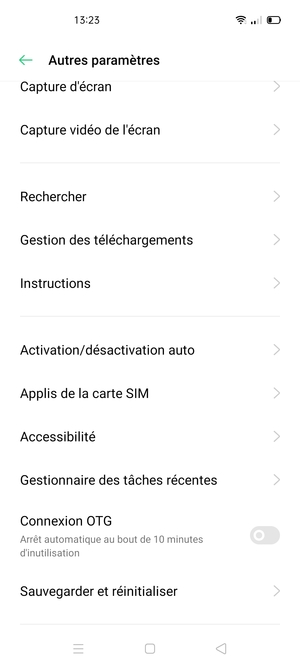 Faites défiler et sélectionnez Sauvegarder et réinitialiser