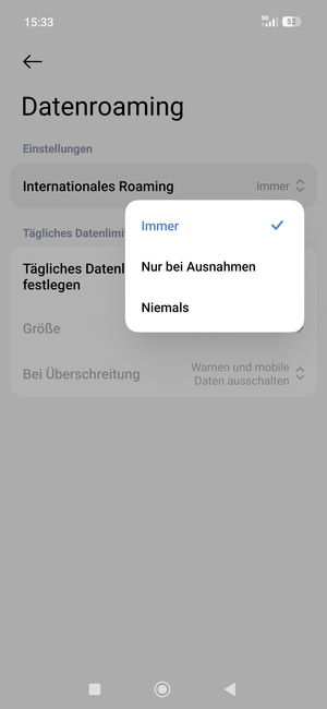 Wählen Sie die gewünschte Option