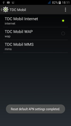 Your phone will reset to default Internet and MMS settings