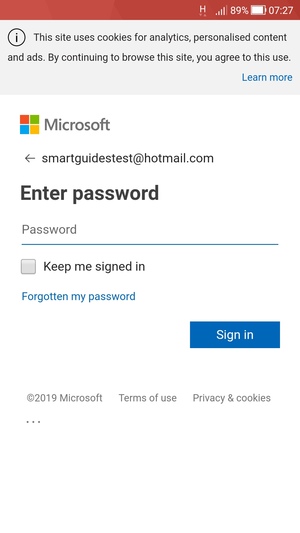 Enter your password and select Sign in