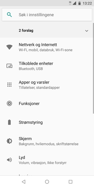Velg Nettverk og Internett
