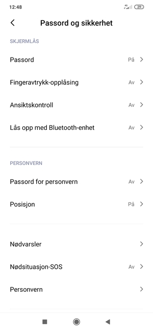 Telefonen din er nå sikret med en skjermlås