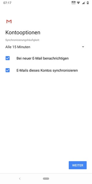 Wählen Sie WEITER