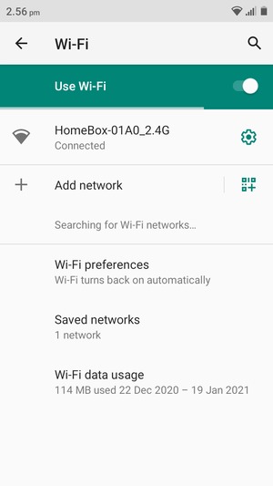 You are now connected to the Wi-Fi network