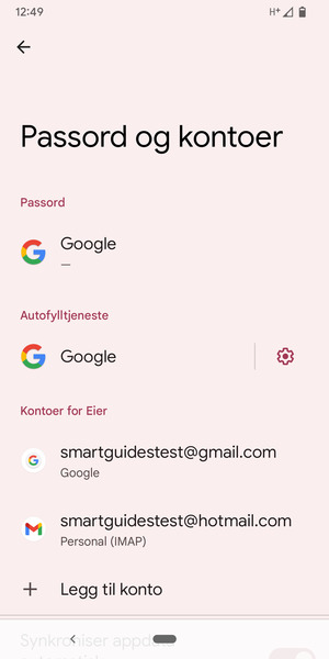Velg din Google-konto