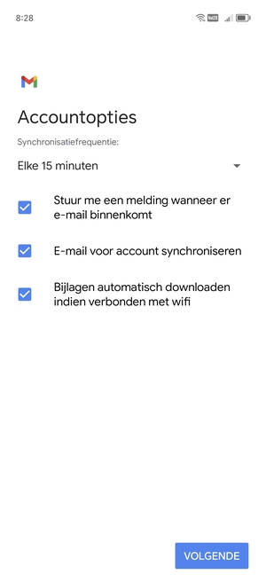 Selecteer VOLGENDE
