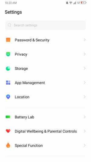 Scroll to and select Password & Security