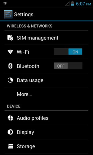 To change network if network problems occur, return to the Settings menu and select More...