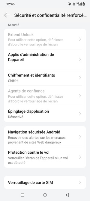 Faites défiler et sélectionnez Verrouillage de carte SIM