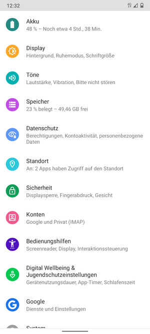 Scrollen Sie und wählen Sie Sicherheit