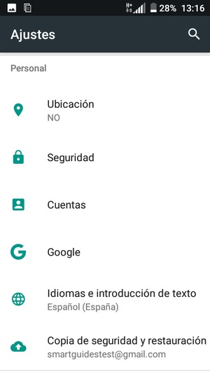 Desplácese y seleccione Seguridad