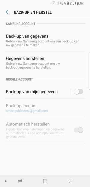 Schakel Back-up van mijn gegevens in