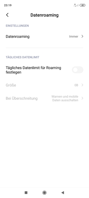 Wählen Sie Datenroaming