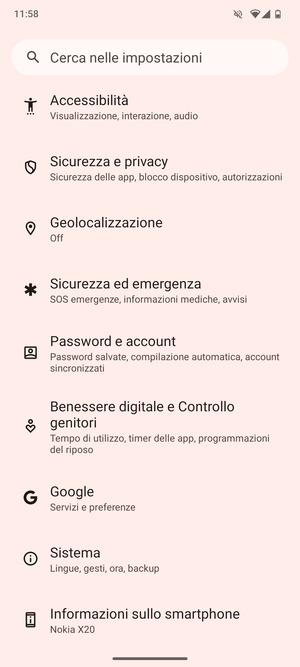 Scorri e seleziona Sicurezza e privacy