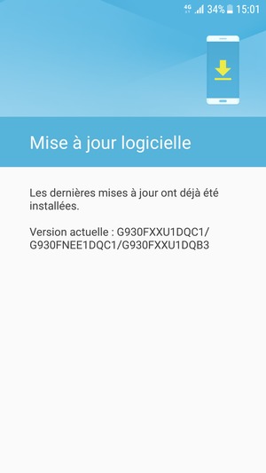 Si votre téléphone est à jour, vous verrez l'écran suivant