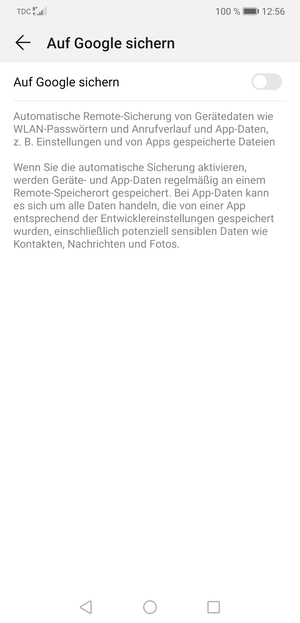Schalten Sie Auf Google sichern ein