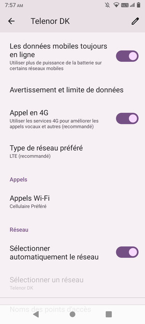 Faites défiler et sélectionnez Type de réseau préféré