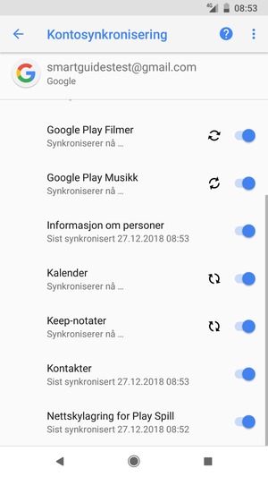 Din informasjon blir synkronisert