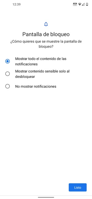 Seleccione la opción deseada y seleccione Listo