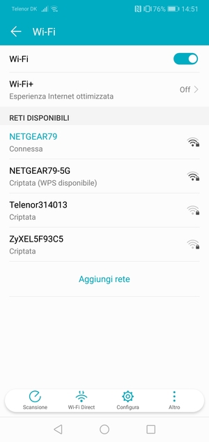 Ora sei connesso alla rete Wi-Fi
