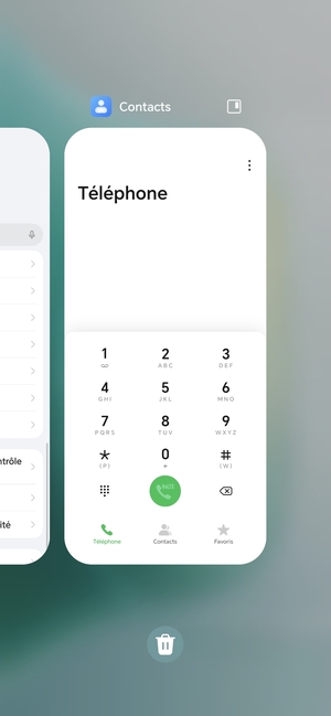 Sélectionnez l'icône Supprimer pour fermer toutes les applis en cours d'exécution