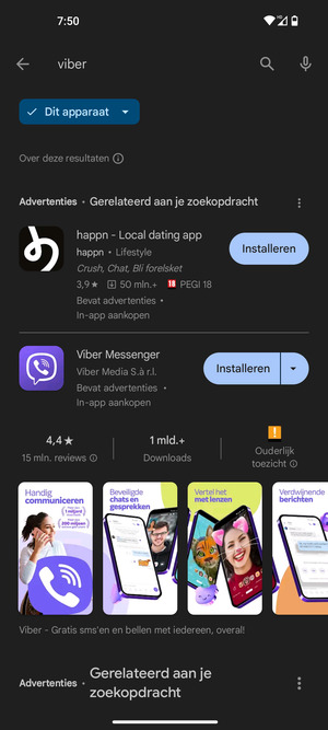 Selecteer de app