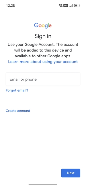 Enter your Gmail address and select Next