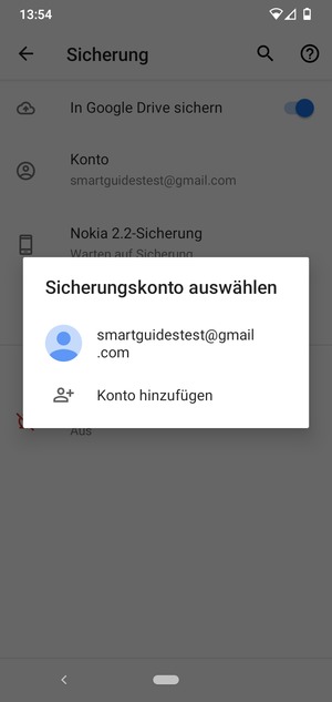 Wählen Sie Ihr Konto für Backup