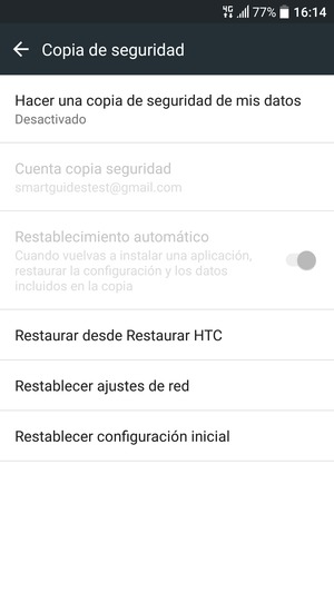 Seleccione Hacer una copia de seguridad de mis datos