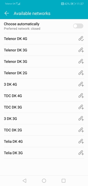 Select a network operator from the list
