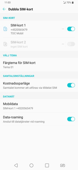Slå på eller stäng av Data-roaming