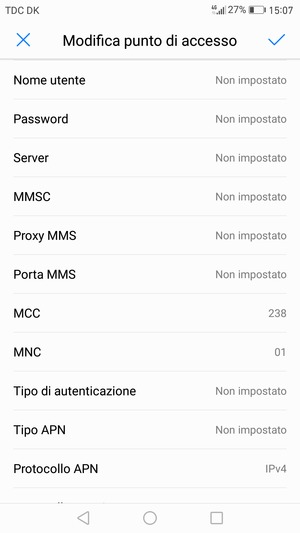 Scorri verso il basso e inserisci le informazioni di internet