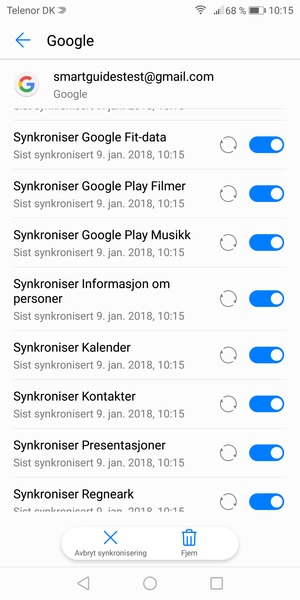 Dine kontakter fra Google vil synkroniseres til smarttelefonen din